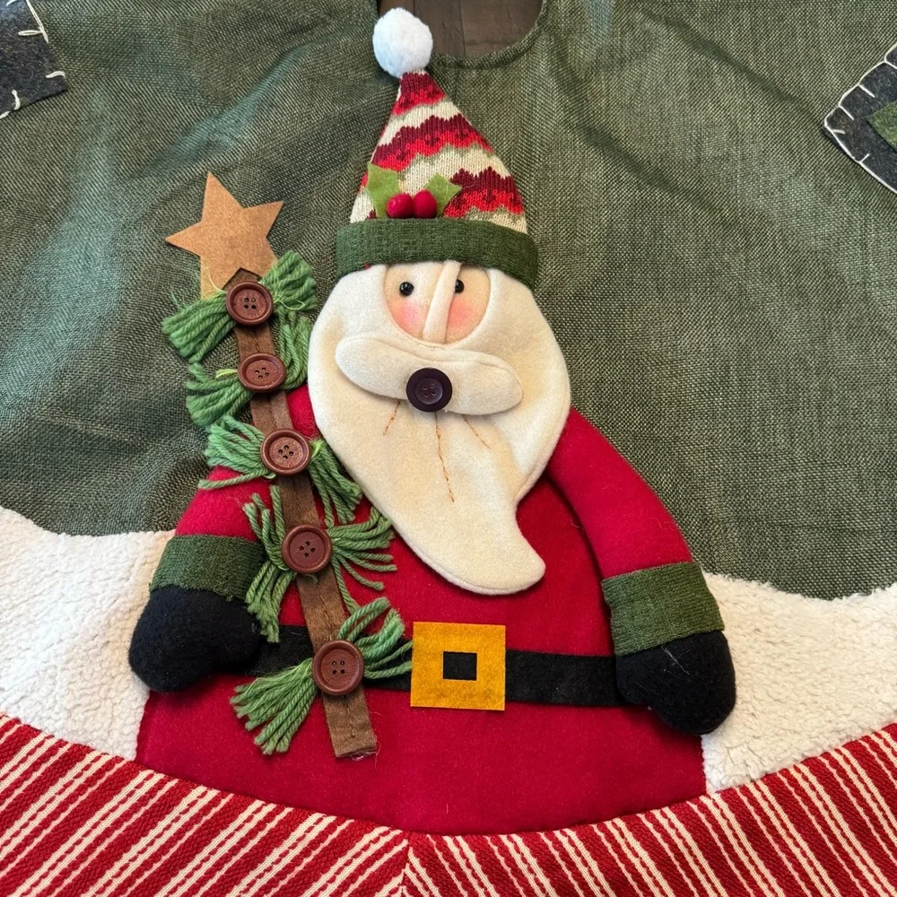 Santa Burlap Country Craft Tree Skirt